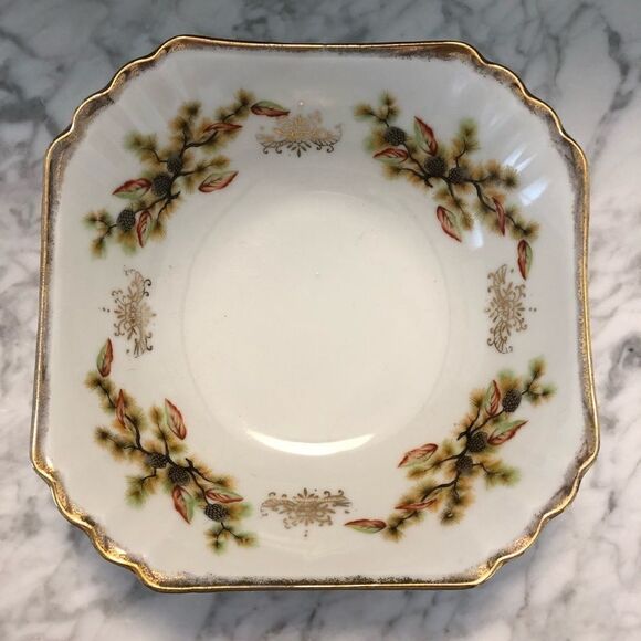 Vintage Square Gold Accented Bowl - Picture 1 of 5